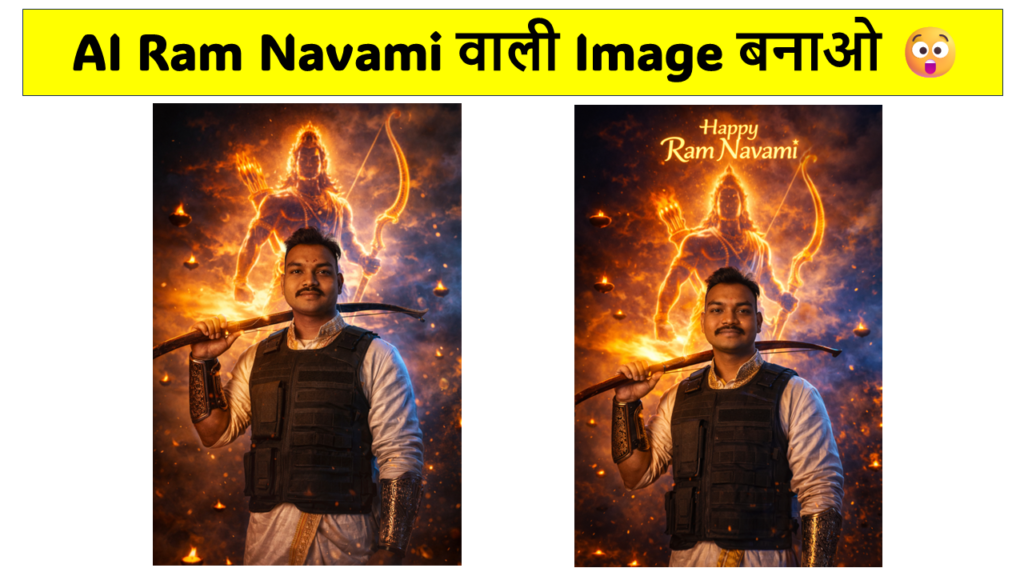 Epic Ram Navami devotional portrait with same face generated using ChatGPT AI prompt
