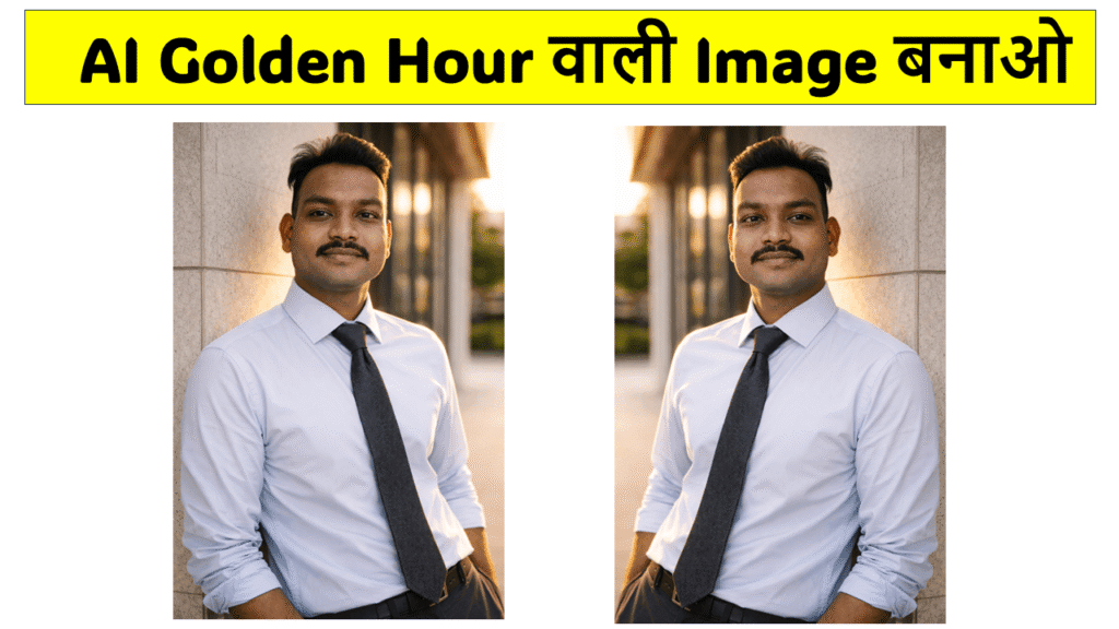 Golden hour executive portrait with same face generated using ChatGPT AI prompt